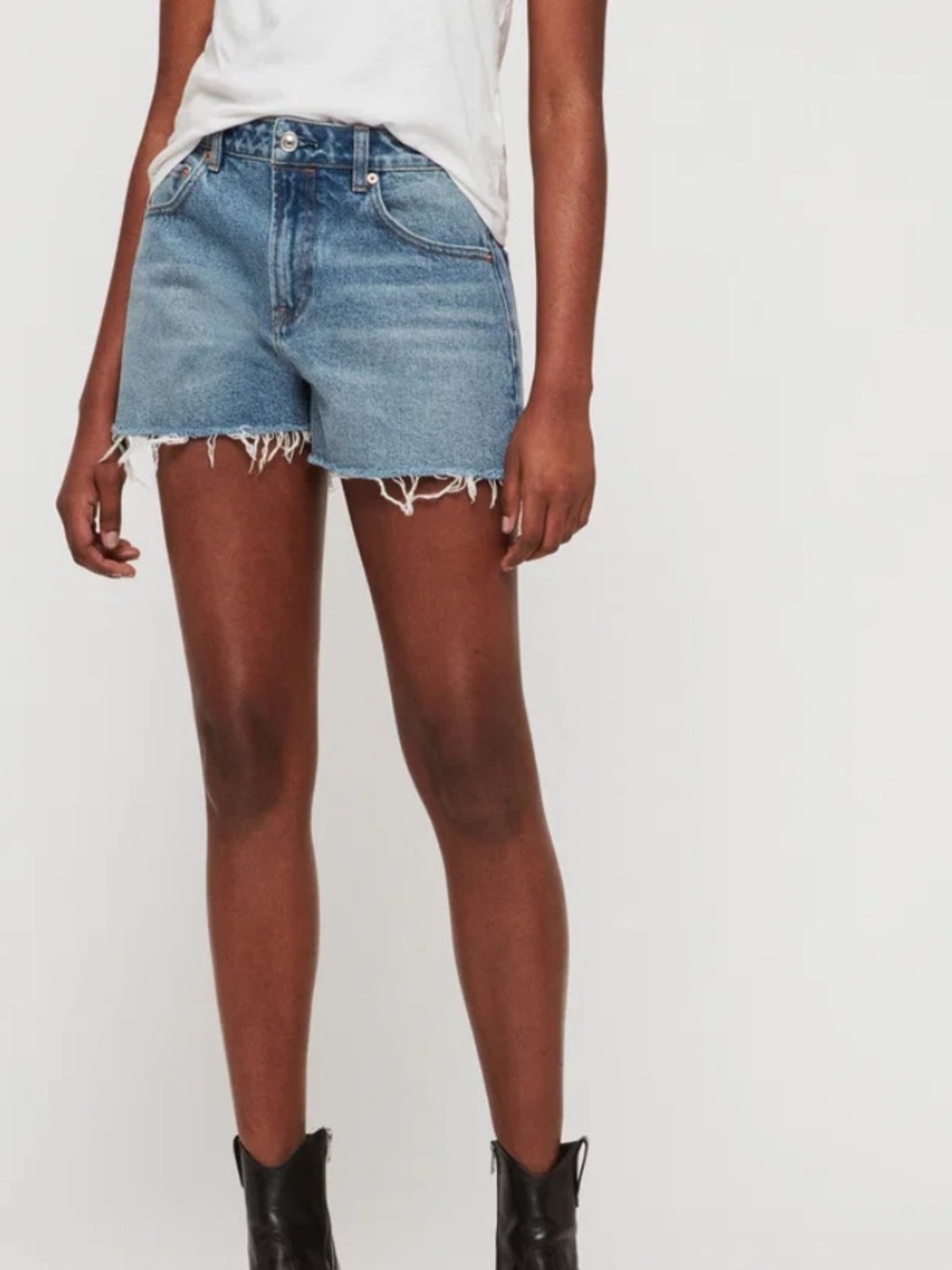 All Saints Lexi Classic High-Rise Blue Denim Shorts 29